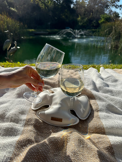 Our Classic Cloud stemmed glass stabilizer working it's magic at a picnic with refreshing pinot grigio.